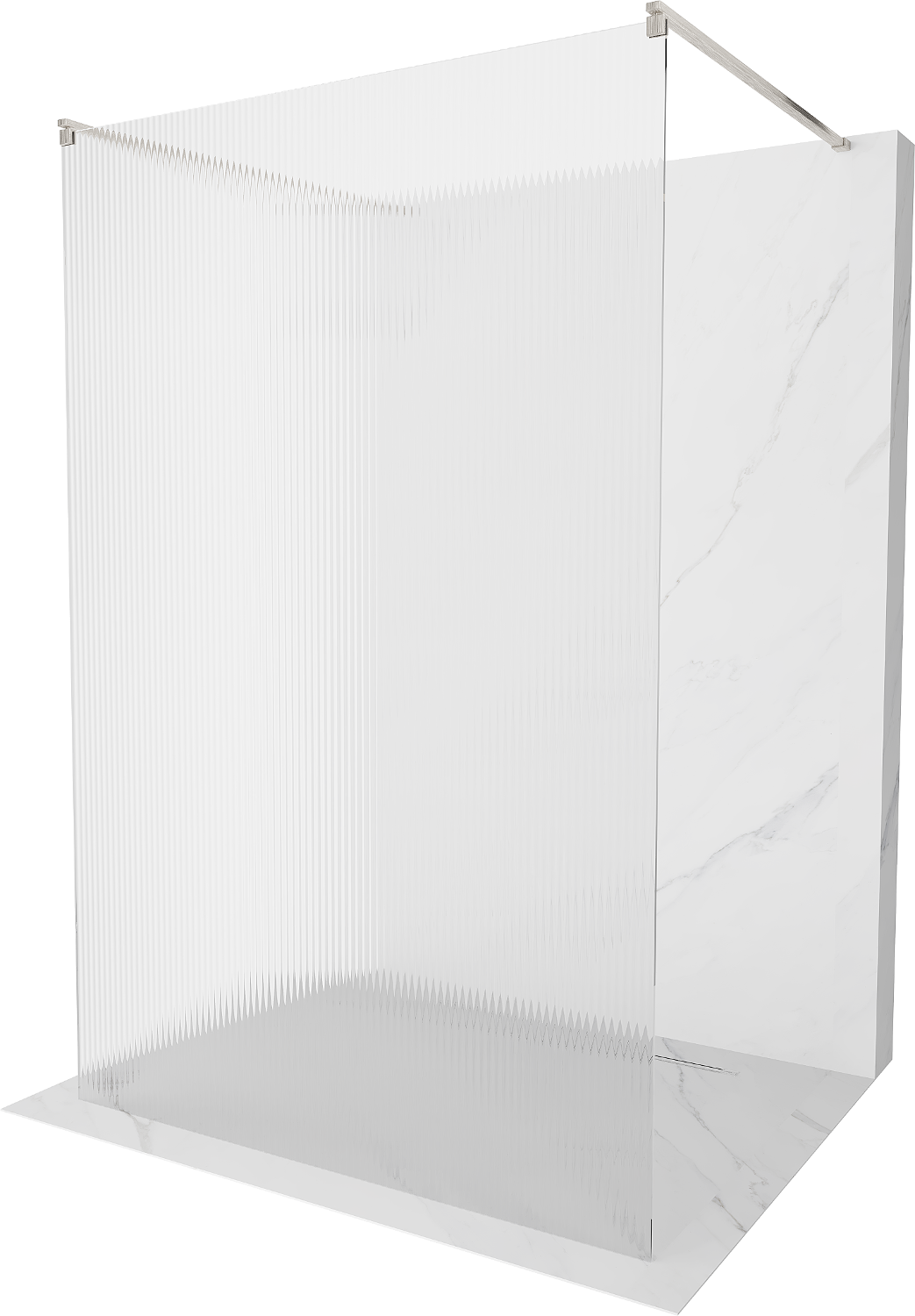 Mexen Kioto ścianka prysznicowa wolnostojąca 110 x 200 cm, prążki 8 mm, nikiel szczotkowany - 800-110-002-97-09