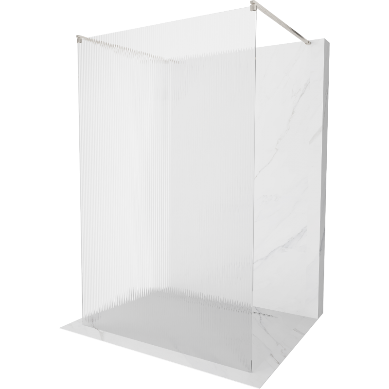 Mexen Kioto free-standing shower wall 130 x 200 cm, stripes 8 mm, brushed nickel - 800-130-002-97-09
