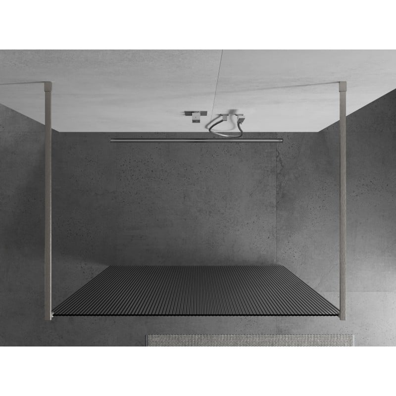 Mexen Kioto ścianka prysznicowa wolnostojąca 130 x 200 cm, prążki 8 mm, nikiel szczotkowany - 800-130-002-97-09