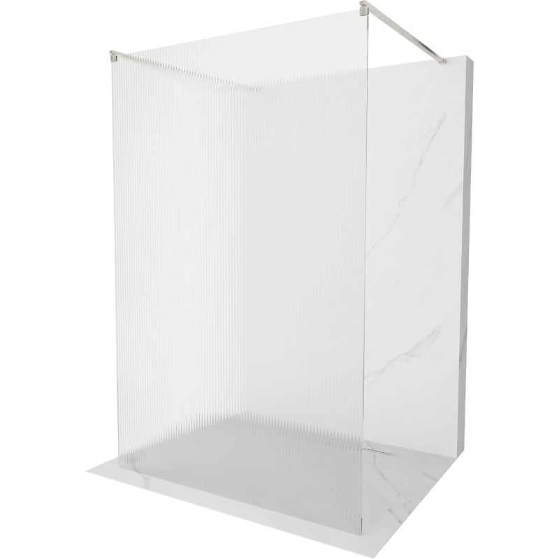 Mexen Kioto freestanding shower wall 140 x 200 cm, stripes 8 mm, brushed nickel - 800-140-002-97-09
