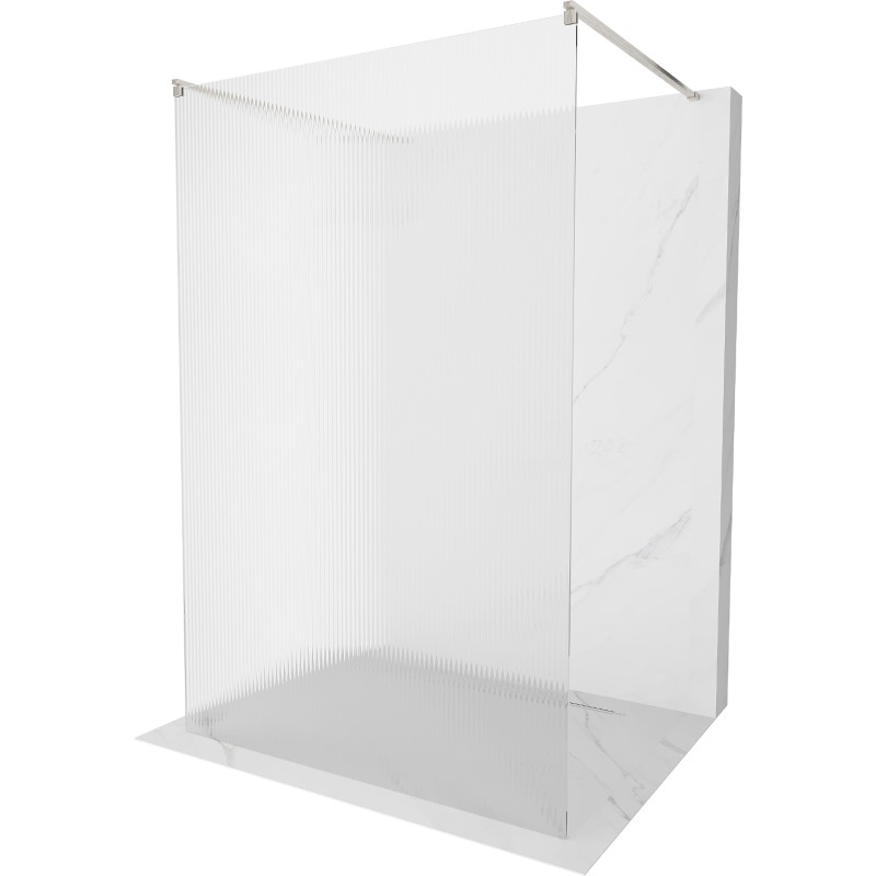 Mexen Kioto vabalt seisev dušisein 140 x 200 cm, triibud 8 mm, harjatud nikkel - 800-140-002-97-09
