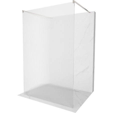 Mexen Kioto vrijstaande douchewand 140 x 200 cm, strepen 8 mm, geborsteld nikkel - 800-140-002-97-09