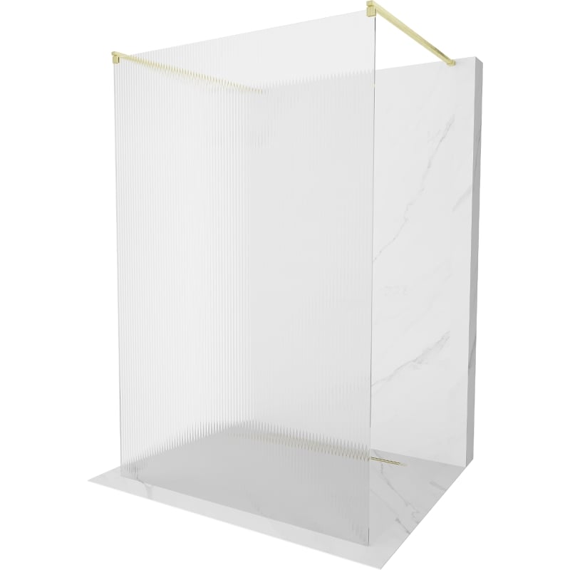Mexen Kioto freestanding shower wall 110 x 200 cm, stripes 8 mm, brushed gold - 800-110-002-55-09