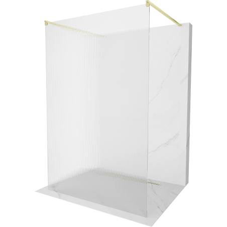 Mexen Kioto freestanding shower wall 110 x 200 cm, stripes 8 mm, brushed gold - 800-110-002-55-09