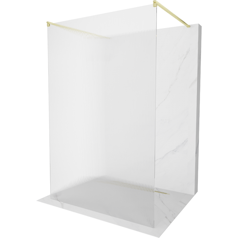 Mexen Kioto freestanding shower wall 120 x 200 cm, stripes 8 mm, brushed gold - 800-120-002-55-09