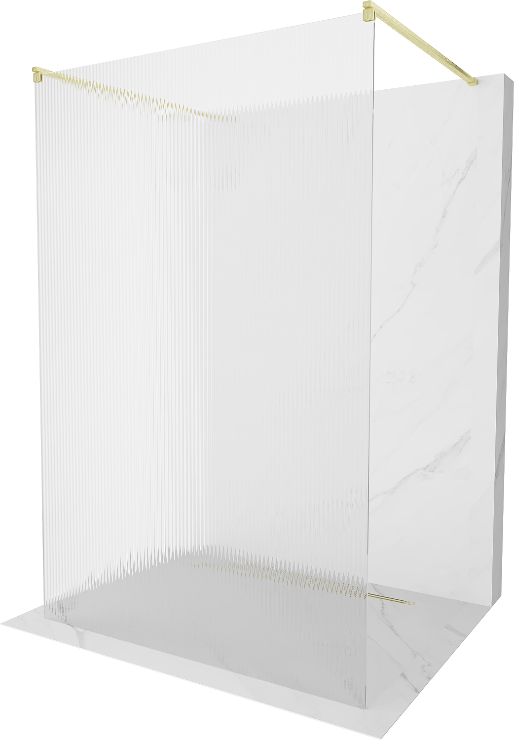Mexen Kioto ścianka prysznicowa wolnostojąca 120 x 200 cm, prążki 8 mm, złota szczotkowana - 800-120-002-55-09
