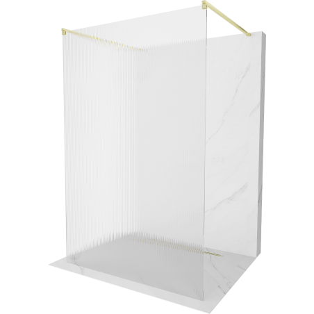 Mexen Kioto vrijstaande douchewand 130 x 200 cm, gestreept 8 mm, goud geborsteld - 800-130-002-55-09