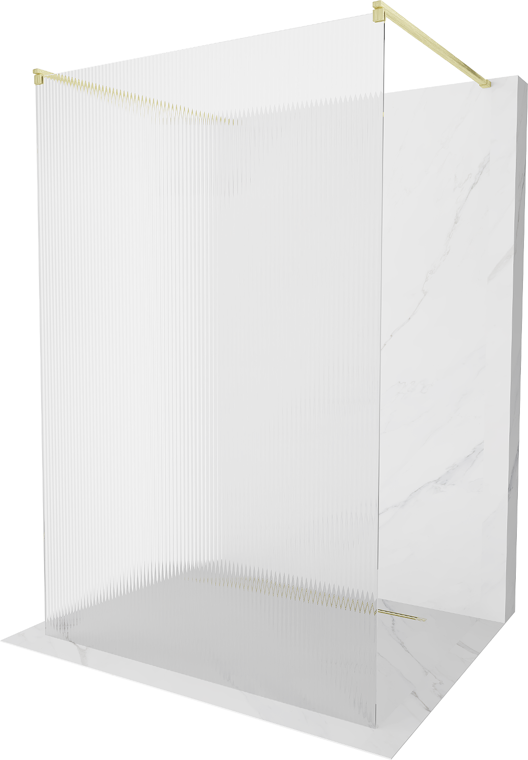 Mexen Kioto ścianka prysznicowa wolnostojąca 130 x 200 cm, prążki 8 mm, złota szczotkowana - 800-130-002-55-09