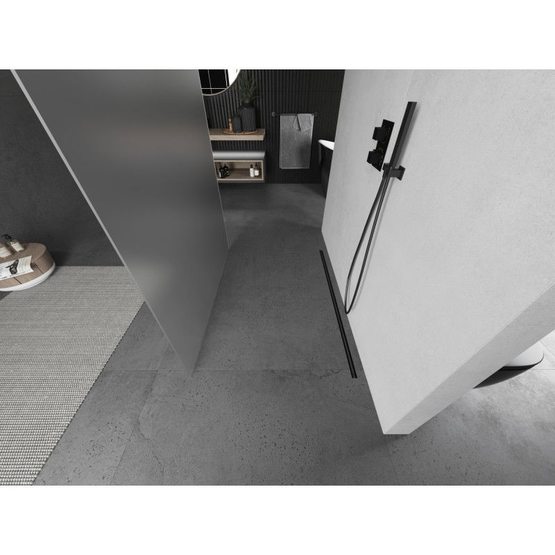 Mexen Kioto freistehende Duschwand 120 x 200 cm, Frost 8 mm, Gun Metal - 800-120-002-95-30