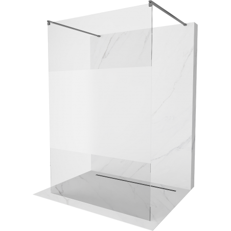 Mexen Kioto Freestanding Shower Wall 100 x 200 cm, Transparent/Frosted 8 mm, Gun Metal - 800-100-002-95-35