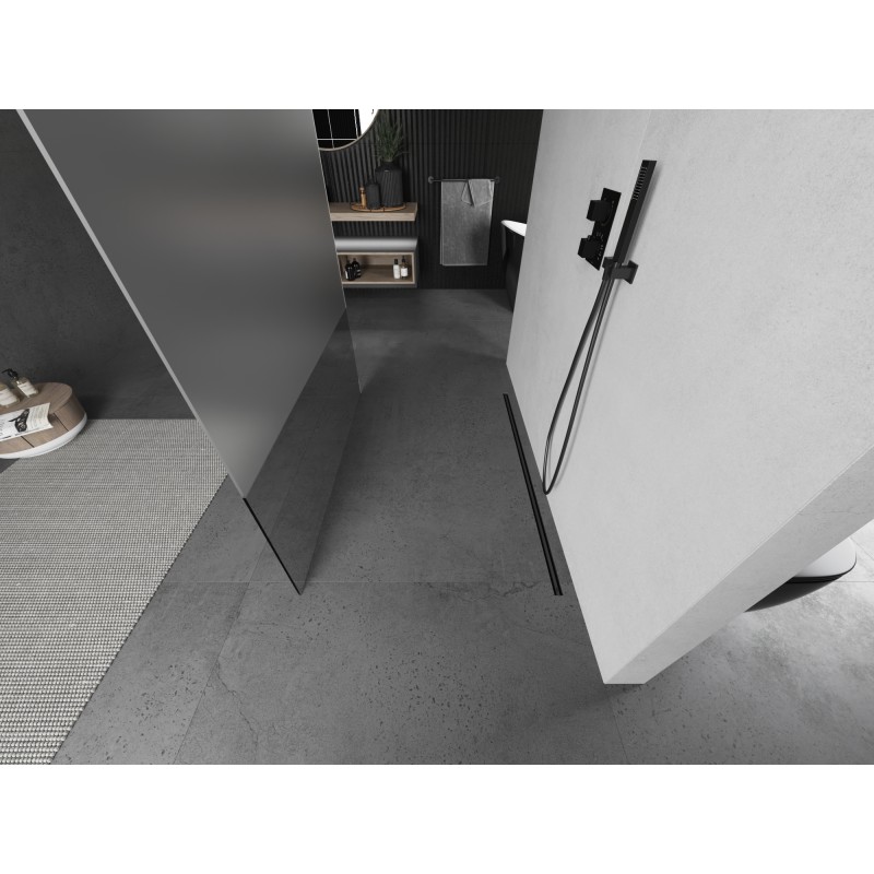 Mexen Kioto stoječa tuš stena 120 x 200 cm, prosojna/mat 8 mm, gun metal - 800-120-002-95-35