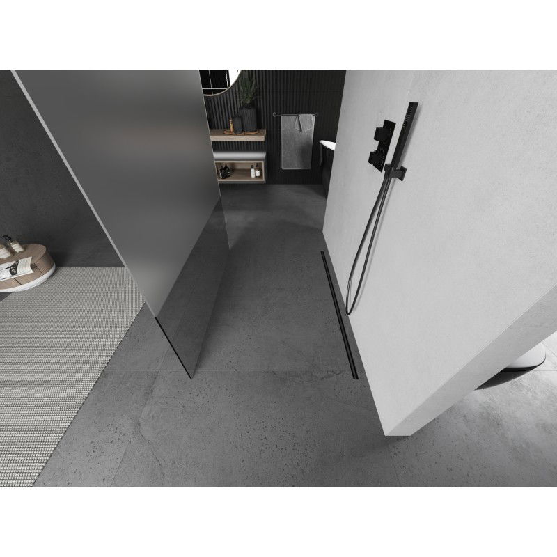 Mexen Kioto vrijstaande douchewand 120 x 200 cm, transparant/frost 8 mm, gun metal - 800-120-002-95-35