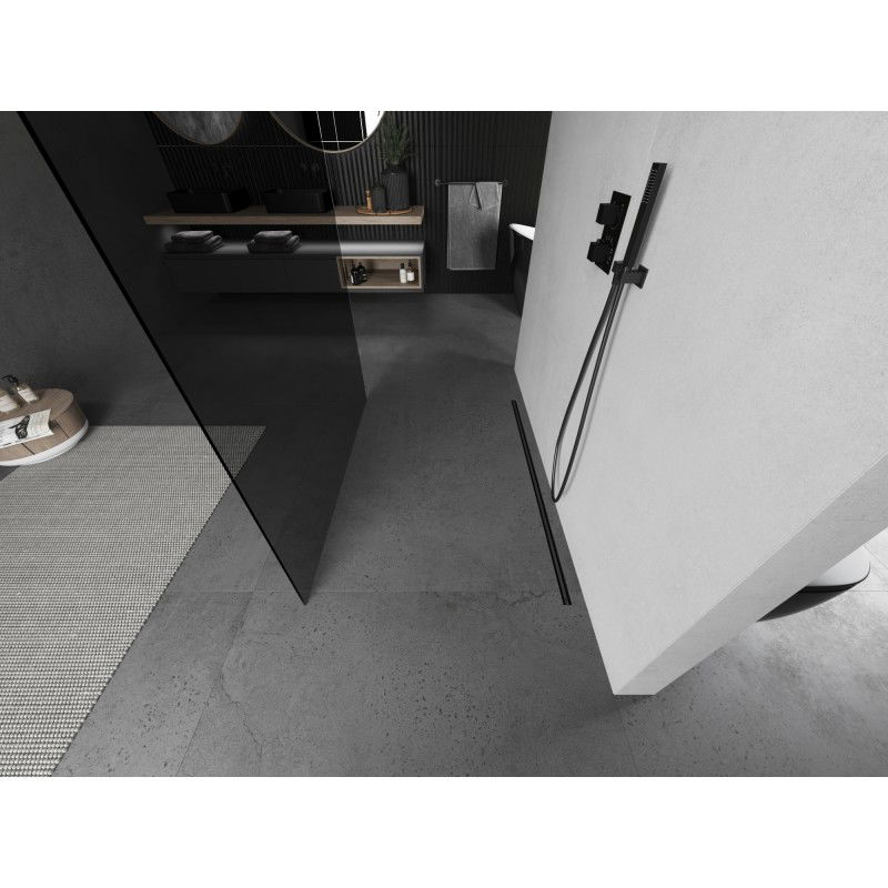 Mexen Kioto vrijstaande douchewand 120 x 200 cm, grafiet 8 mm, gun metal - 800-120-002-95-40