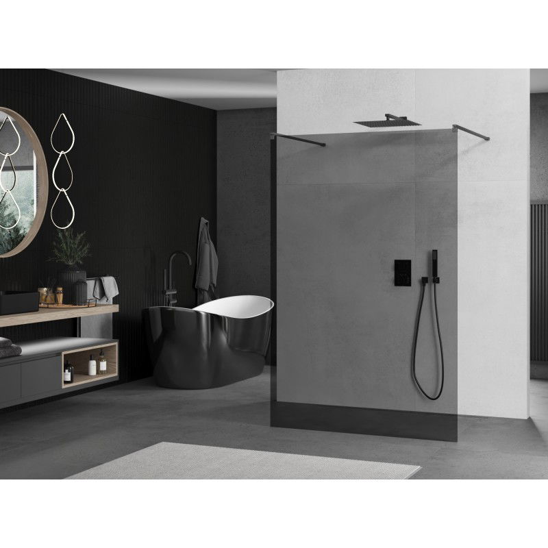 Mexen Kioto freestanding shower wall 140 x 200 cm, graphite 8 mm, gun metal - 800-140-002-95-40