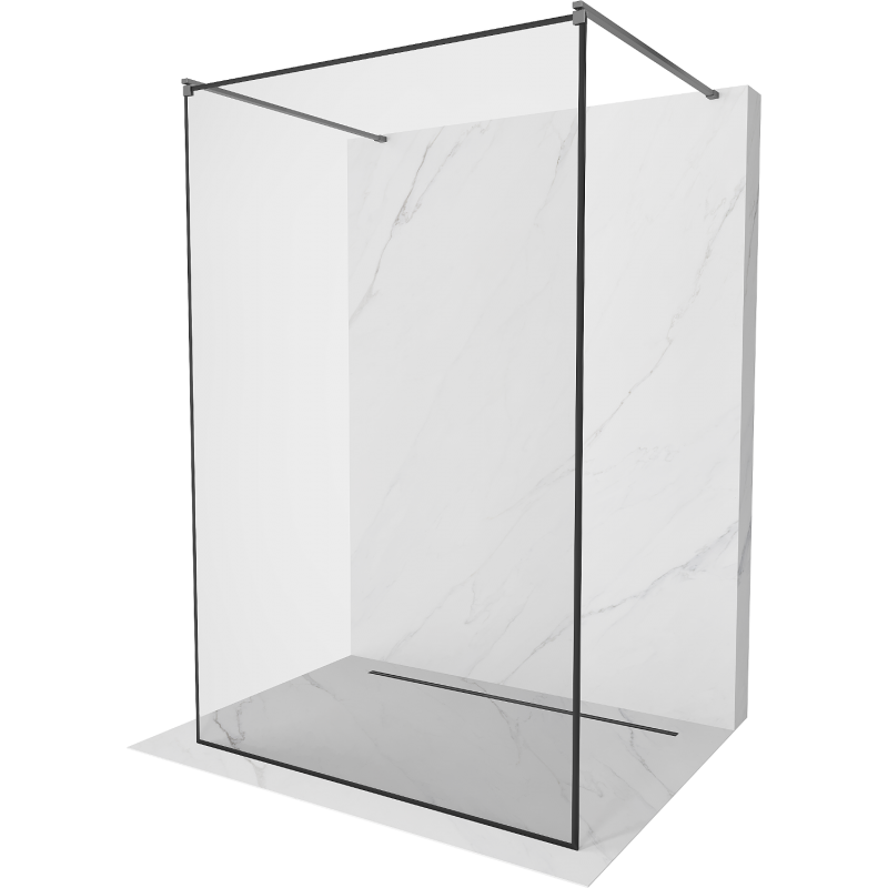 Mexen Kioto fristående duschvägg 150 x 200 cm, svart ram 8 mm, pistolfärg - 800-150-002-95-70