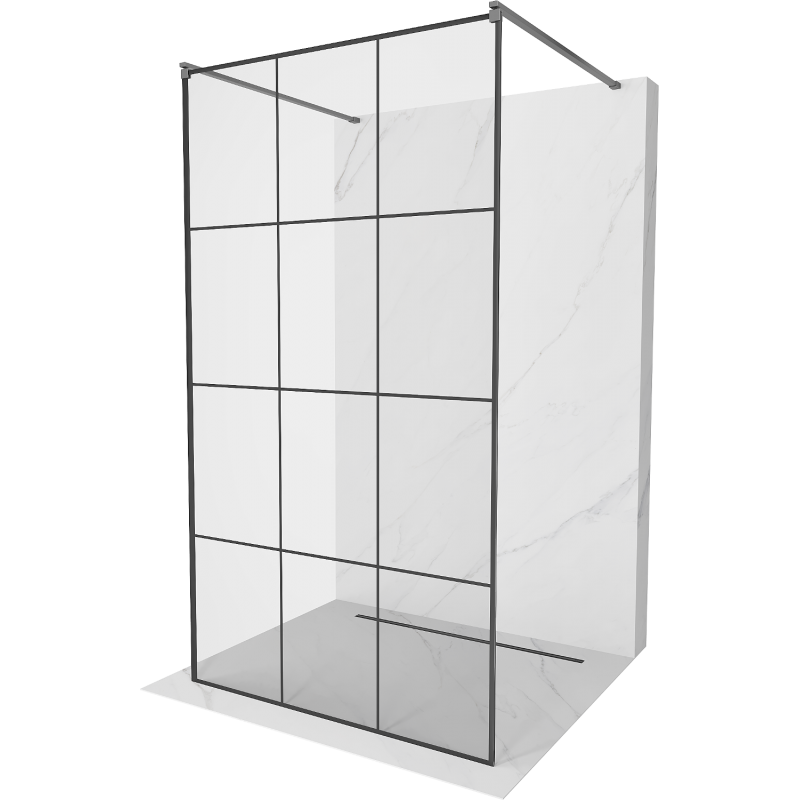 Mexen Kioto ścianka prysznicowa wolnostojąca 100 x 200 cm, czarna kratka 8 mm, gun metal - 800-100-002-95-77