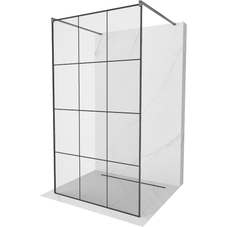 Mexen Kioto freestanding shower panel 100 x 200 cm, black grid 8 mm, gun metal - 800-100-002-95-77