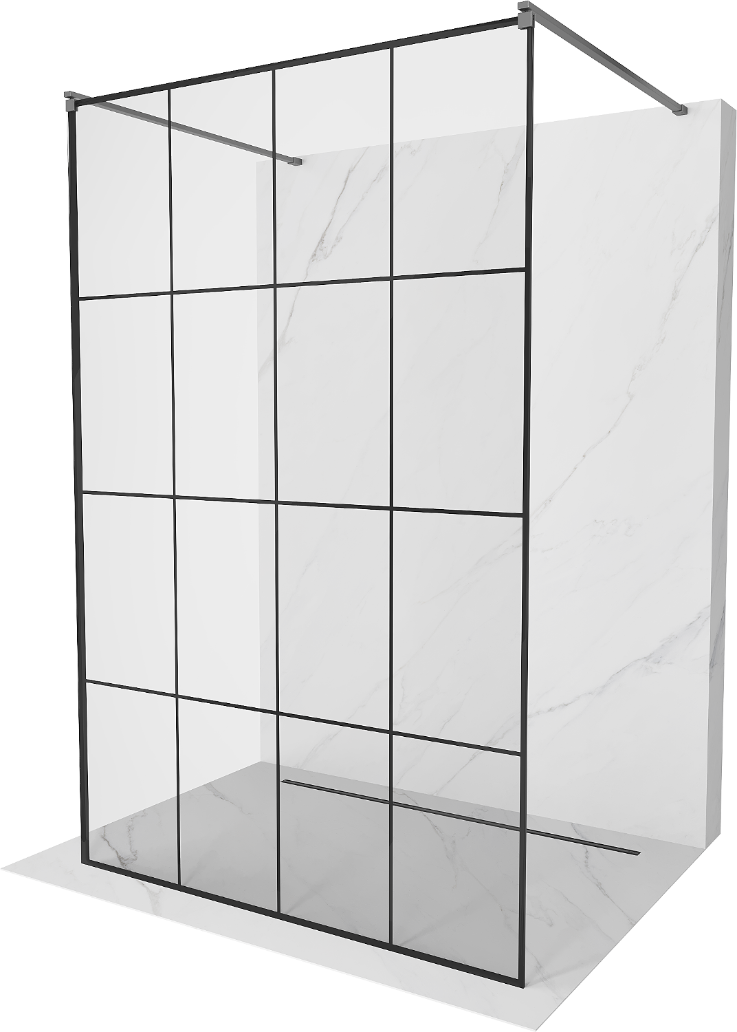 Mexen Kioto ścianka prysznicowa wolnostojąca 130 x 200 cm, czarny wzór 8 mm, gun metal - 800-130-002-95-77