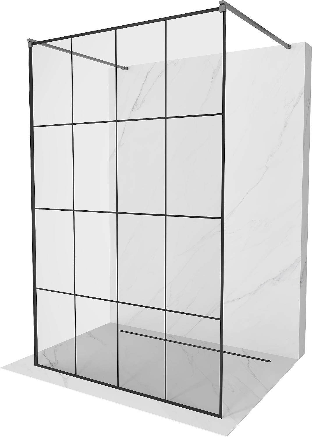 Mexen Kioto ścianka prysznicowa wolnostojąca 150 x 200 cm, czarny wzór 8 mm, gun metal - 800-150-002-95-77