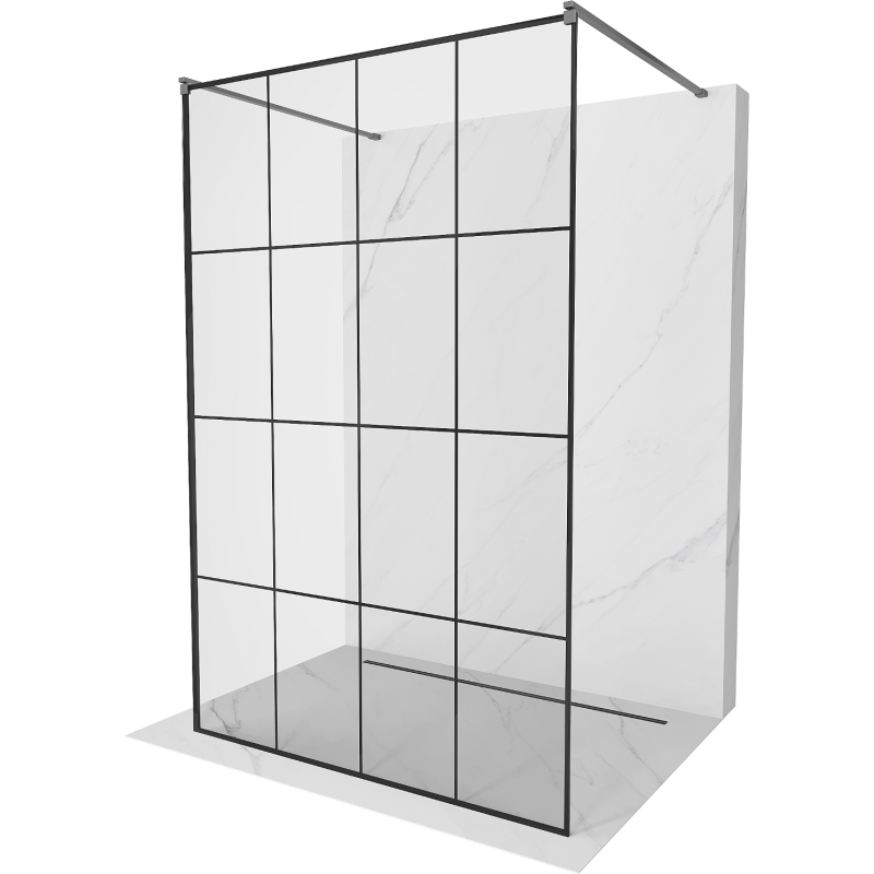 Mexen Kioto Vapaa seisova suihkuovi 160 x 200 cm, musta ruudukko 8 mm, gun metal - 800-160-002-95-77