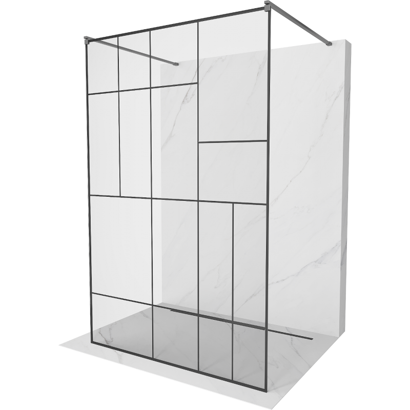Mexen Kioto fristående duschvägg 110 x 200 cm, svart mönster 8 mm, gunmetal - 800-110-002-95-78