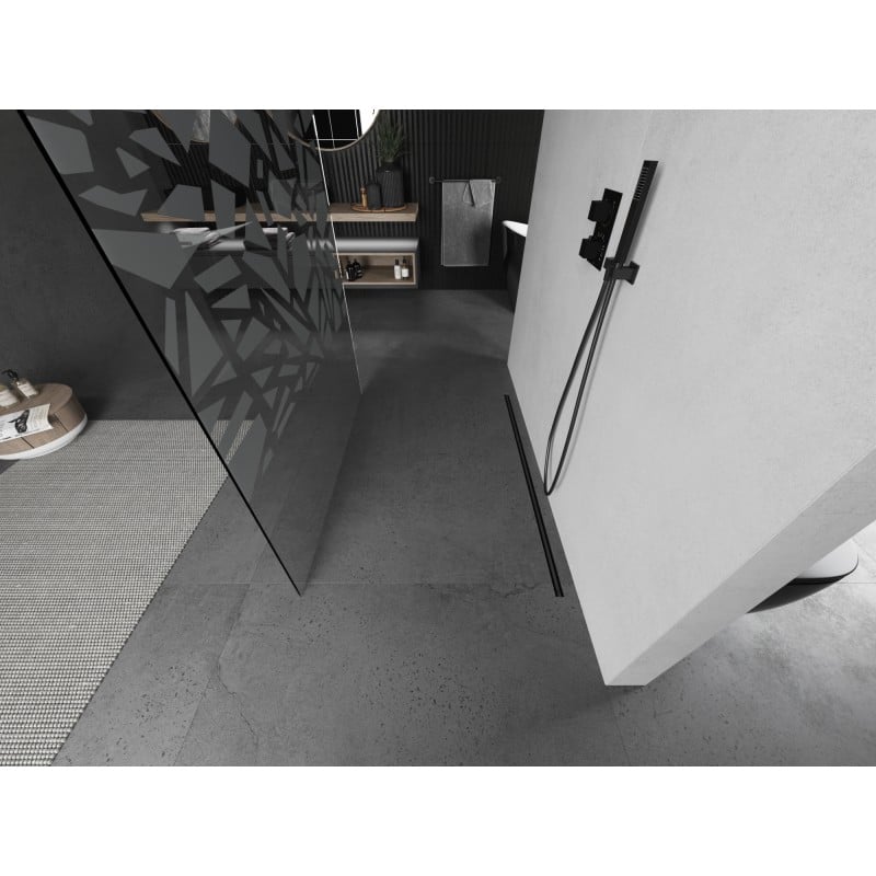 Mexen Kioto mampara de ducha independiente 100 x 200 cm, diseño blanco 8 mm, gun metal - 800-100-002-95-85