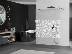 Mexen Kioto paroi de douche autoportante 120 x 200 cm, motif blanc 8 mm, gun metal - 800-120-002-95-85