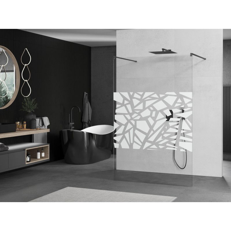 Mexen Kioto freestanding shower panel 130 x 200 cm, white pattern 8 mm, gun metal - 800-130-002-95-85