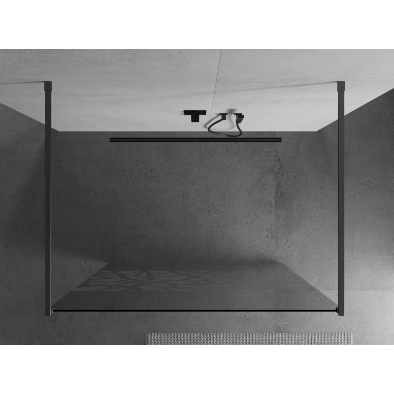 Mexen Kioto samostojeći paravan za tuširanje 140 x 200 cm, bijeli uzorak 8 mm, gun metal - 800-140-002-95-85