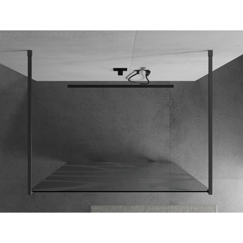 Mexen Kioto ścianka prysznicowa wolnostojąca 100 x 200 cm, biała fala 8 mm, gun metal - 800-100-002-95-97