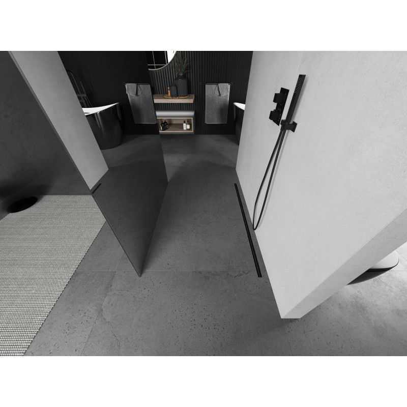 Mexen Kioto freistehende Duschwand 100 x 200 cm, Spiegel 8 mm, Gun Metal - 800-100-002-95-50