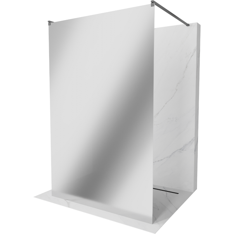 Mexen Kioto freestanding shower screen 130 x 200 cm, mirror 8 mm, gun metal - 800-130-002-95-50