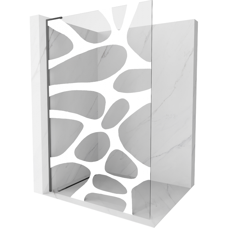 Mexen Kioto L duschvägg Walk-in 110 x 200 cm, vit våg, gun metal - 800-110-103-95-97