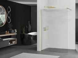 Mexen Kioto parete doccia Walk-in 70 x 200 cm, righe 8 mm, oro spazzolato - 800-070-101-55-09