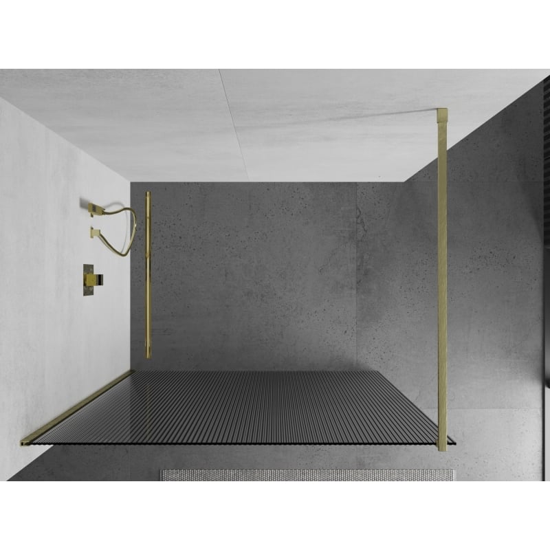 Mexen Kioto dušisein Walk-in 100 x 200 cm, triibuline 8 mm, kuldne harjatud - 800-100-101-55-09