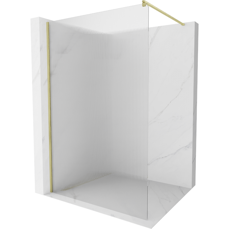 Mexen Kioto ścianka prysznicowa Walk-in 120 x 200 cm, prążki 8 mm, złota szczotkowana - 800-120-101-55-09