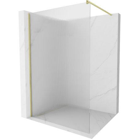Mexen Kioto ścianka prysznicowa Walk-in 120 x 200 cm, prążki 8 mm, złota szczotkowana - 800-120-101-55-09