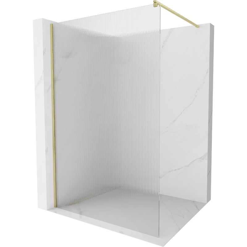 Mexen Kioto ścianka prysznicowa Walk-in 140 x 200 cm, prążki 8 mm, złota szczotkowana - 800-140-101-55-09