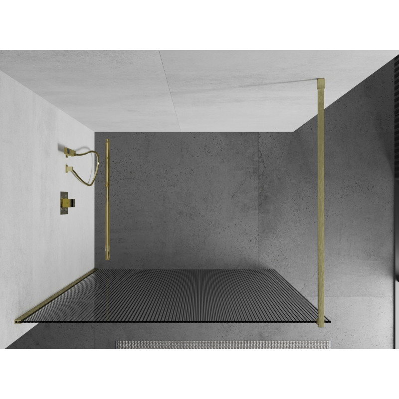 Mexen Kioto dušisein Walk-in 140 x 200 cm, triibuline 8 mm, kuldne harjatud - 800-140-101-55-09