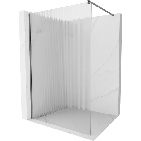 Mexen Kioto Duschwand Walk-in 110 x 200 cm, 8 mm Streifen, gebürstet gun gray - 800-110-101-66-09