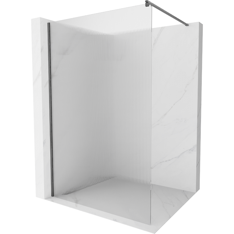 Mexen Kioto ścianka prysznicowa Walk-in 130 x 200 cm, prążki 8 mm, gun gray szczotkowany - 800-130-101-66-09