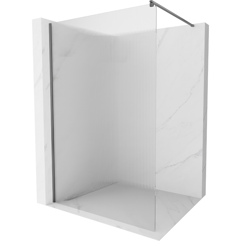 Mexen Kioto Divisória de chuveiro Walk-in 90 x 200 cm, riscas 8 mm, metal escovado - 800-090-101-95-09