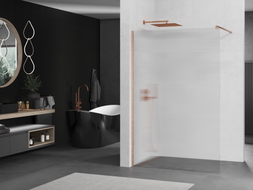 Mexen Kioto walk-in tuš stijena 100 x 200 cm, pruge 8 mm, brušena bakar - 800-100-101-65-09