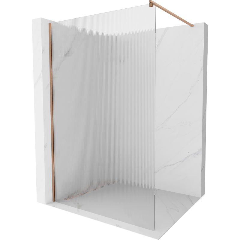 Mexen Kioto Walk-in Shower Screen 120 x 200 cm, Stripes 8 mm, Brushed Copper - 800-120-101-65-09