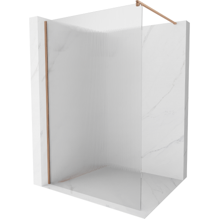 Mexen Kioto Duschwand Walk-in 140 x 200 cm, klar 8 mm, gebürstetes Kupfer - 800-140-101-65-09