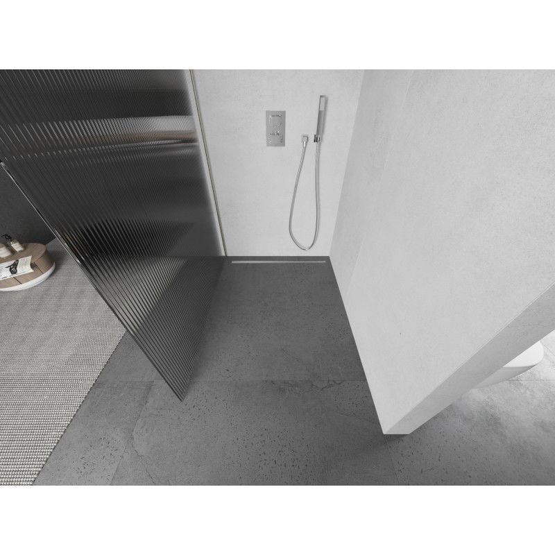 Mexen Kioto Duschwand Walk-in 70 x 200 cm, Streifen 8 mm, gebürsteter Nickel - 800-070-101-97-09