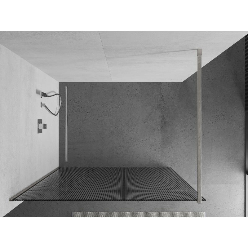 Mexen Kioto douchewand Walk-in 110 x 200 cm, strepen 8 mm, geborsteld nikkel - 800-110-101-97-09