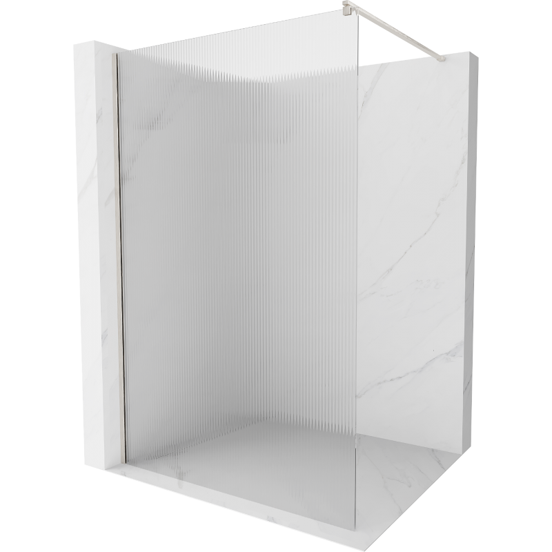 Mexen Kioto douchewand Walk-in 120 x 200 cm, strepen 8 mm, geborsteld nikkel - 800-120-101-97-09