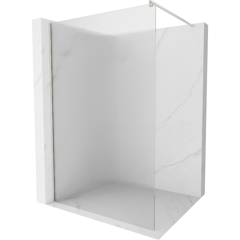 Mexen Kioto Walk-in Shower Screen 130 x 200 cm, Stripes 8 mm, Brushed Nickel - 800-130-101-97-09