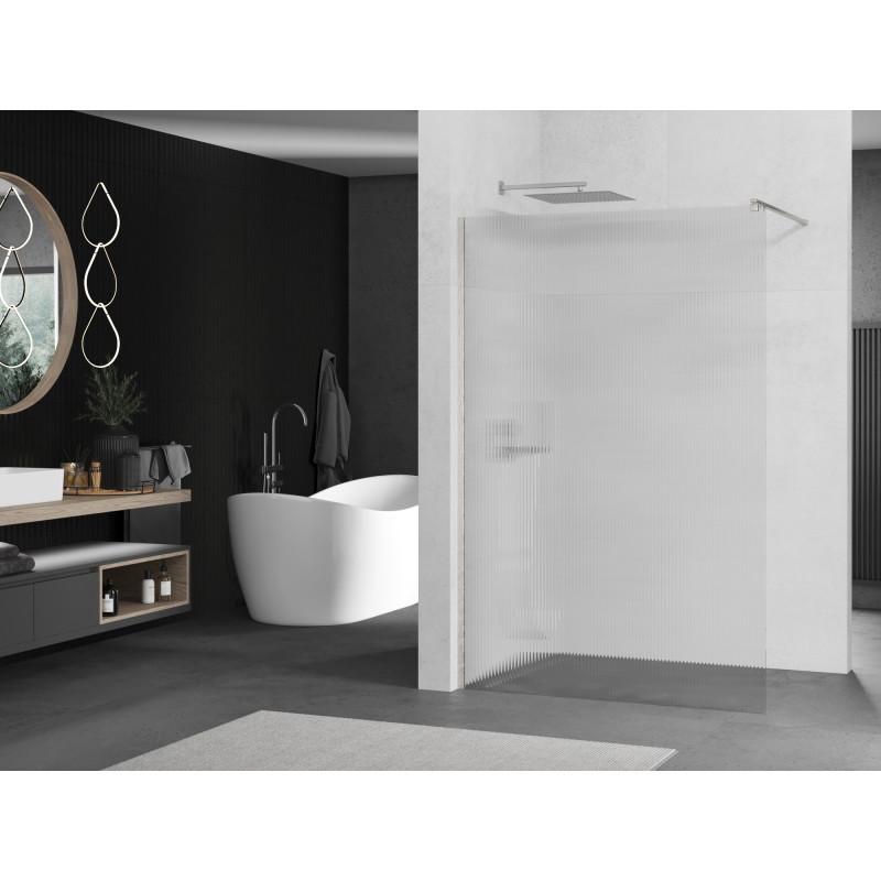 Mexen Kioto dušisein Walk-in 130 x 200 cm, triibuline 8 mm, harjatud nikkel - 800-130-101-97-09